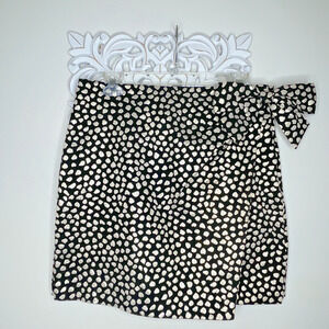 J CREW Skirt size 10 Faux Wrap Bow Embellishment BLACK with GOLD Lame Spots